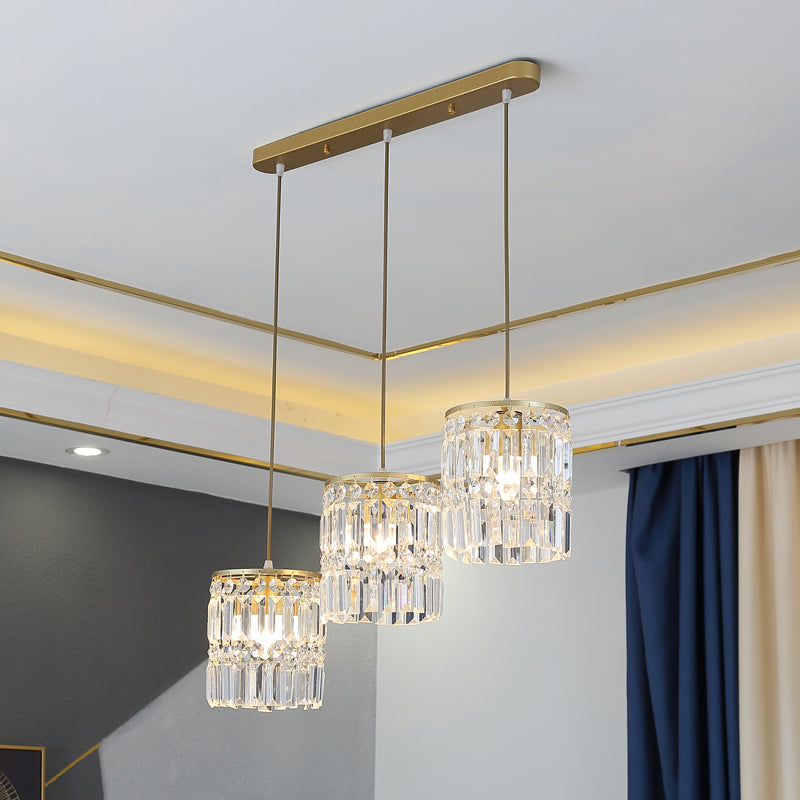 3 têtes Crystal suspendu éclairage pendentif contemporain pour le salon