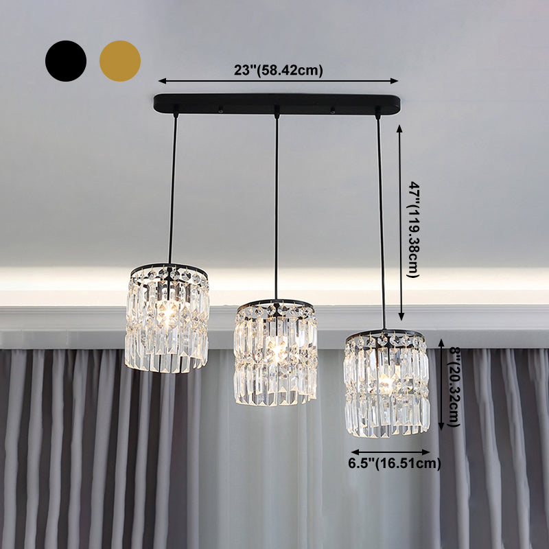 3 têtes Crystal suspendu éclairage pendentif contemporain pour le salon