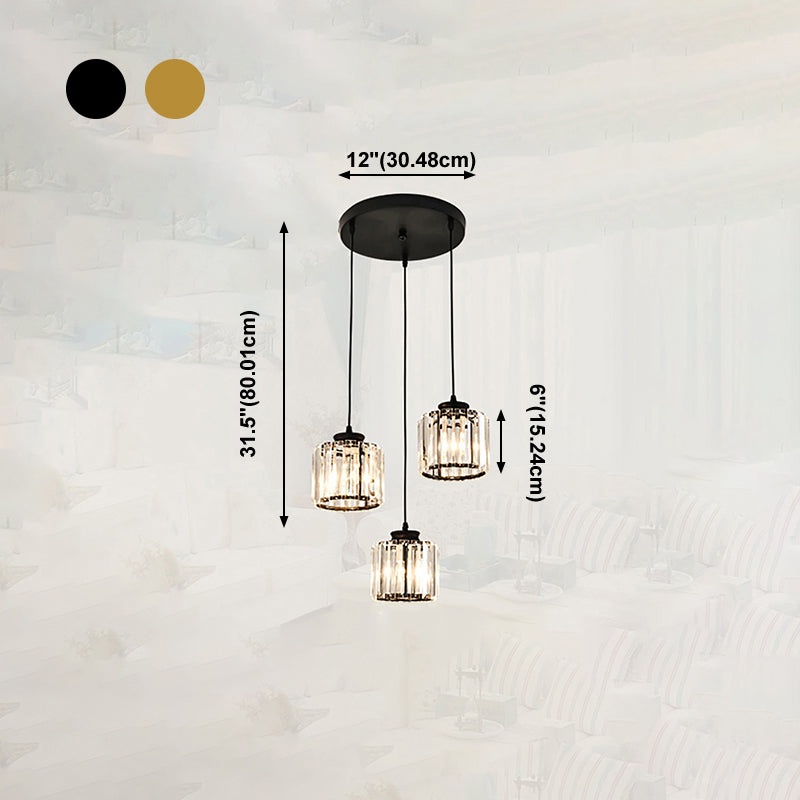 3 têtes Crystal suspendu éclairage pendentif contemporain pour le salon