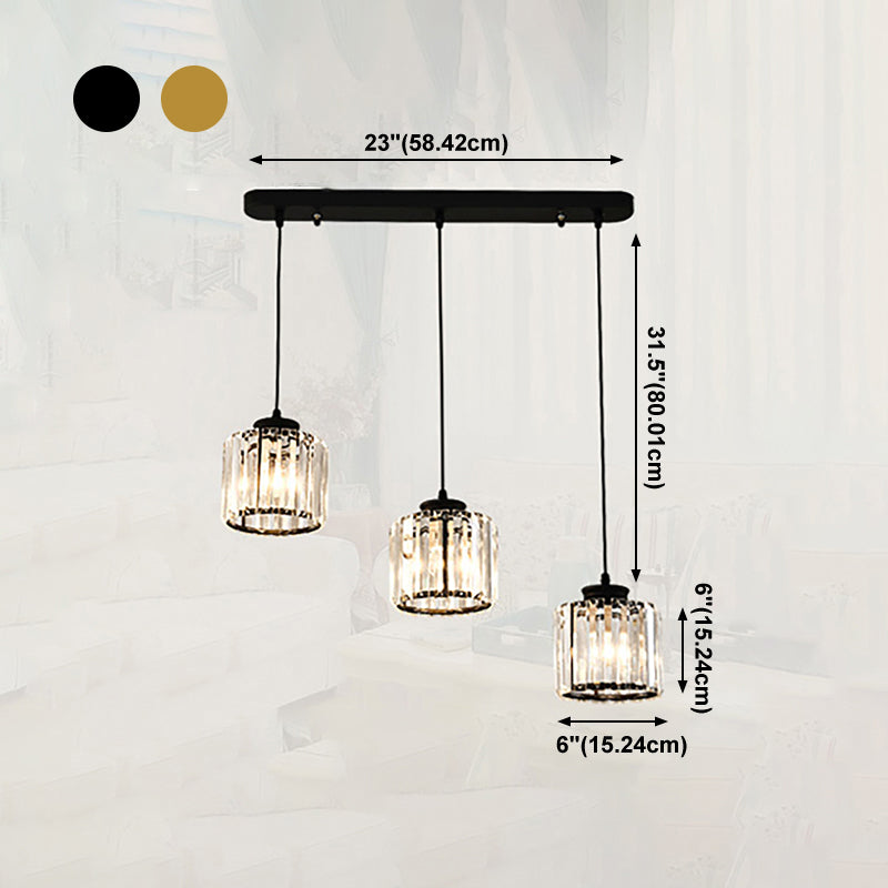 3 têtes Crystal suspendu éclairage pendentif contemporain pour le salon