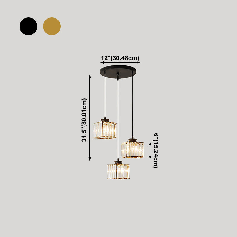 3 têtes Crystal suspendu éclairage pendentif contemporain pour le salon