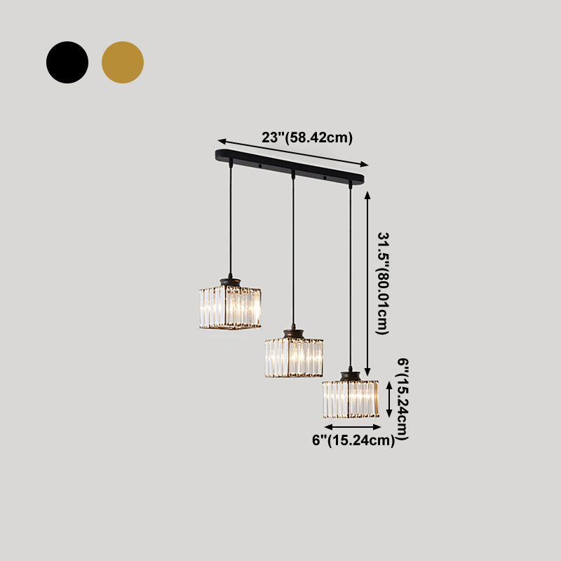 3 têtes Crystal suspendu éclairage pendentif contemporain pour le salon