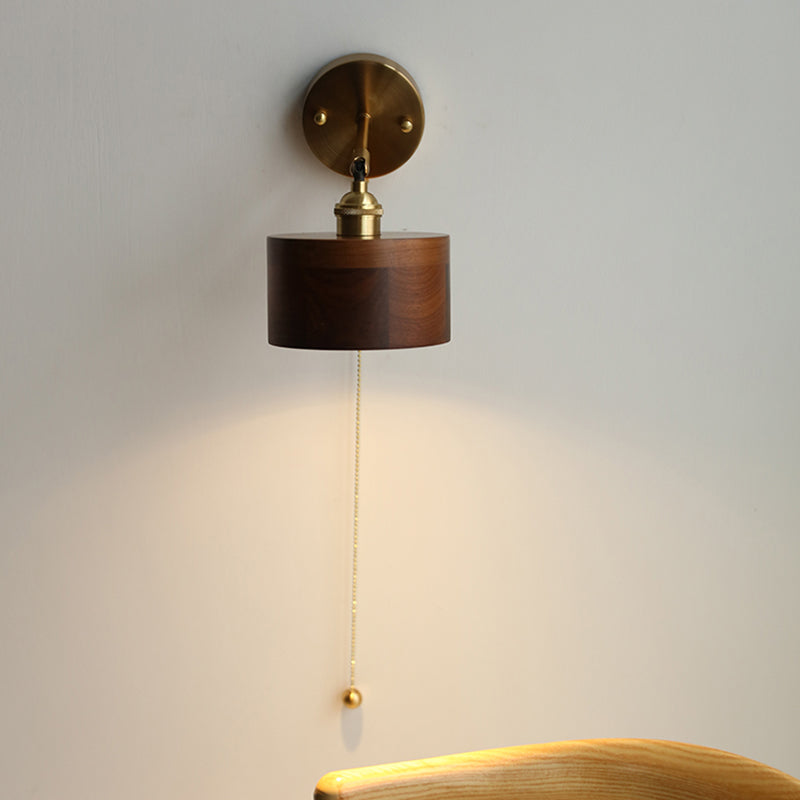 Wohnzimmer Einfache Leuchtenleuchten 1 Blub Holzlampenschatten Wandmontage Beleuchtung