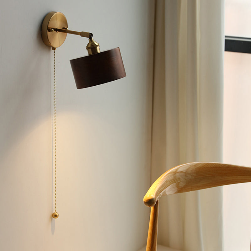 Wohnzimmer Einfache Leuchtenleuchten 1 Blub Holzlampenschatten Wandmontage Beleuchtung