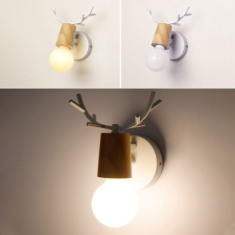 Lámpara de luz de drogadictos de estilo simple 1 cabeza lámpara de pared de madera para sala de estar de dormitorio