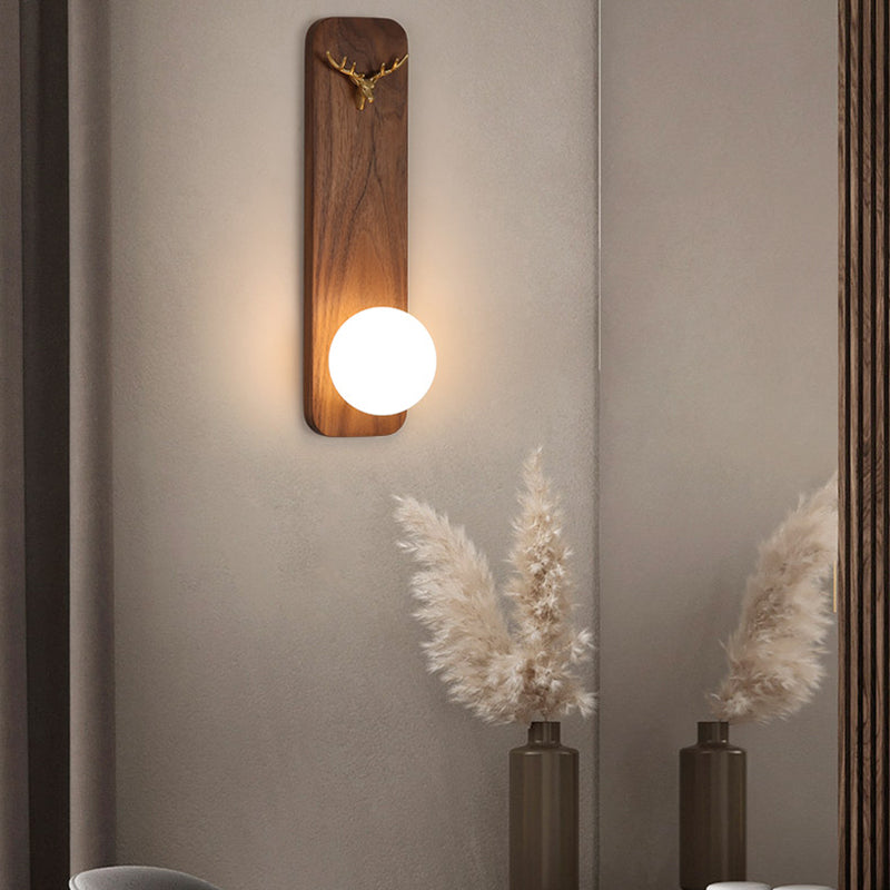 Contemporary 1 Head Wall Sconce White Glass Wall Mounted Light for Reading Room
