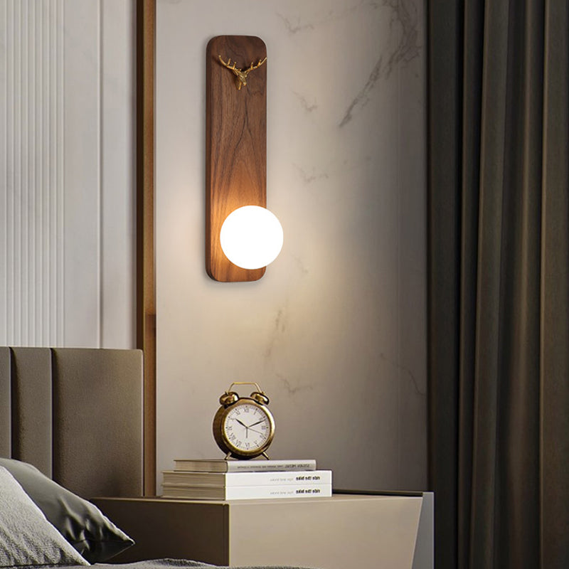 Contemporary 1 Head Wall Sconce White Glass Wall Mounted Light for Reading Room