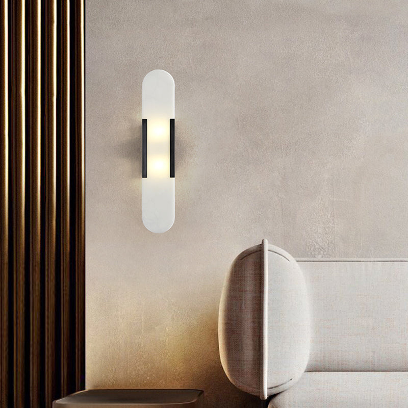 Modern Simple Wall Sconce 2 Head Marble Wall Mounted Light Fixture for Living Room