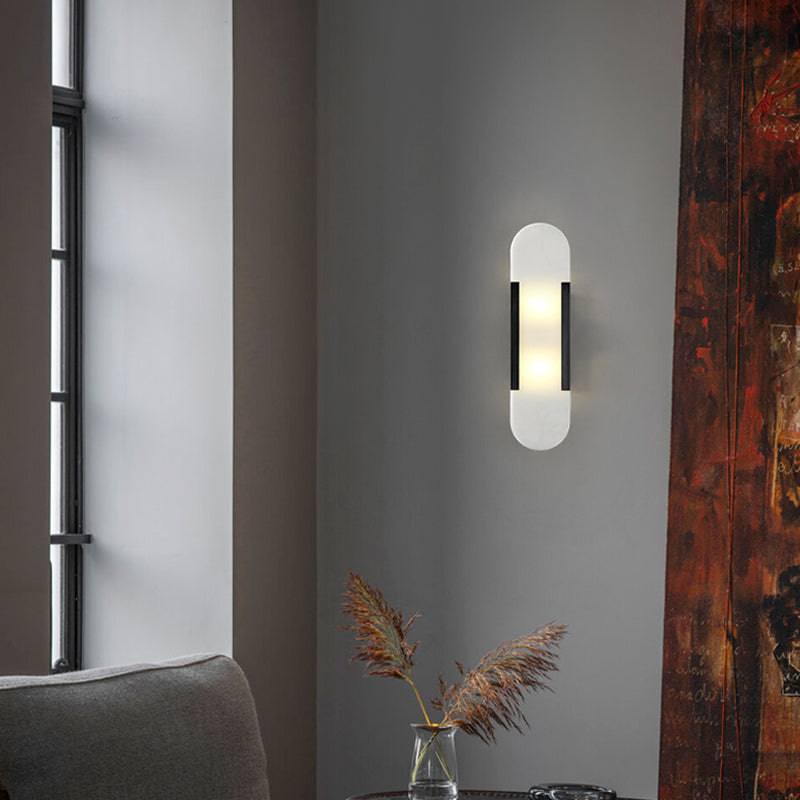 Modern Simple Wall Sconce 2 Head Marble Wall Mounted Light Fixture for Living Room