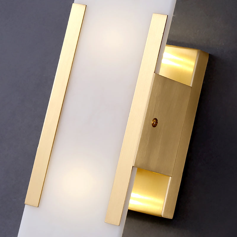 Modern Simple Wall Sconce 2 Head Marble Wall Mounted Light Fixture for Living Room