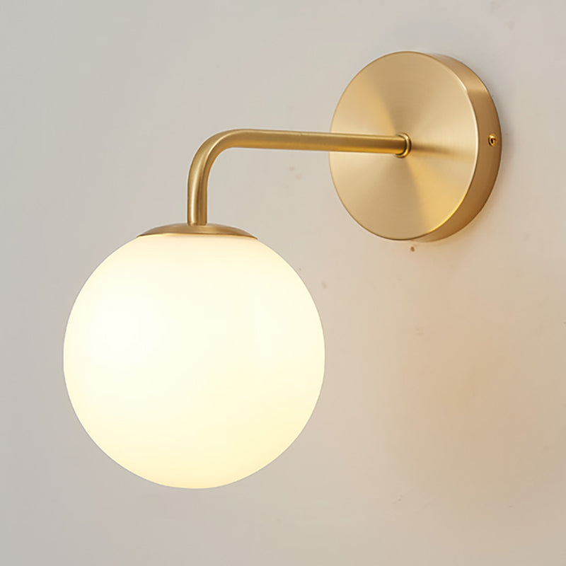 Contemporary Wall Sconce White Glass Wall Mounted Light Fixture for Reading Room