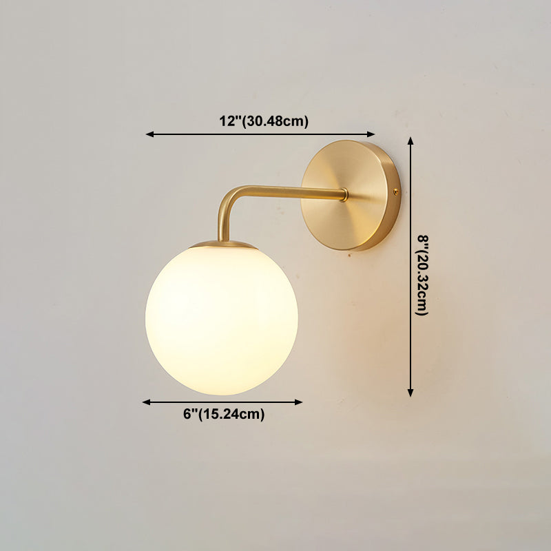 Contemporary Wall Sconce White Glass Wall Mounted Light Fixture for Reading Room