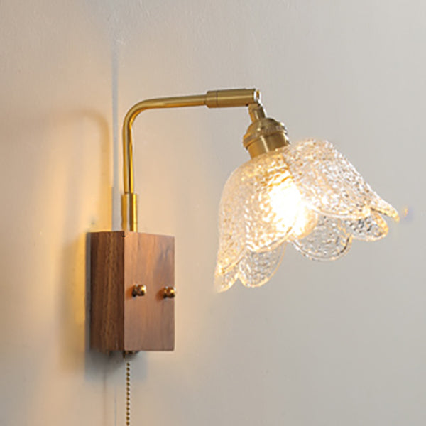 Ponderie murale en verre en métal en bois 1 luminaire à la tête murale pour le salon de la salle d'étude