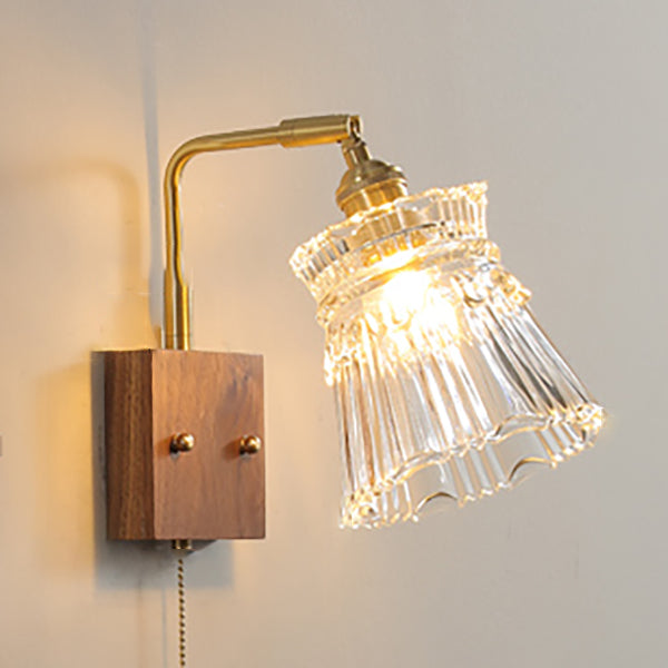 Ponderie murale en verre en métal en bois 1 luminaire à la tête murale pour le salon de la salle d'étude