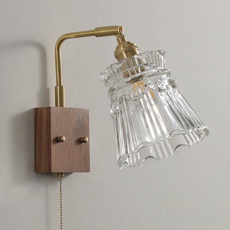 Ponderie murale en verre en métal en bois 1 luminaire à la tête murale pour le salon de la salle d'étude