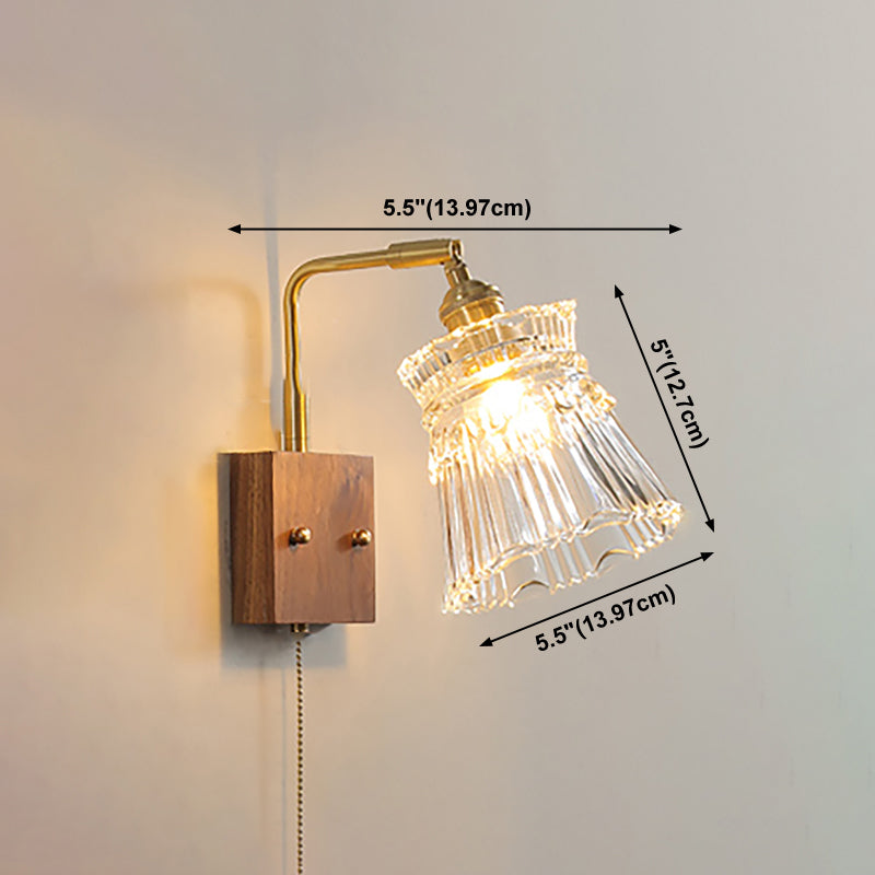 Ponderie murale en verre en métal en bois 1 luminaire à la tête murale pour le salon de la salle d'étude
