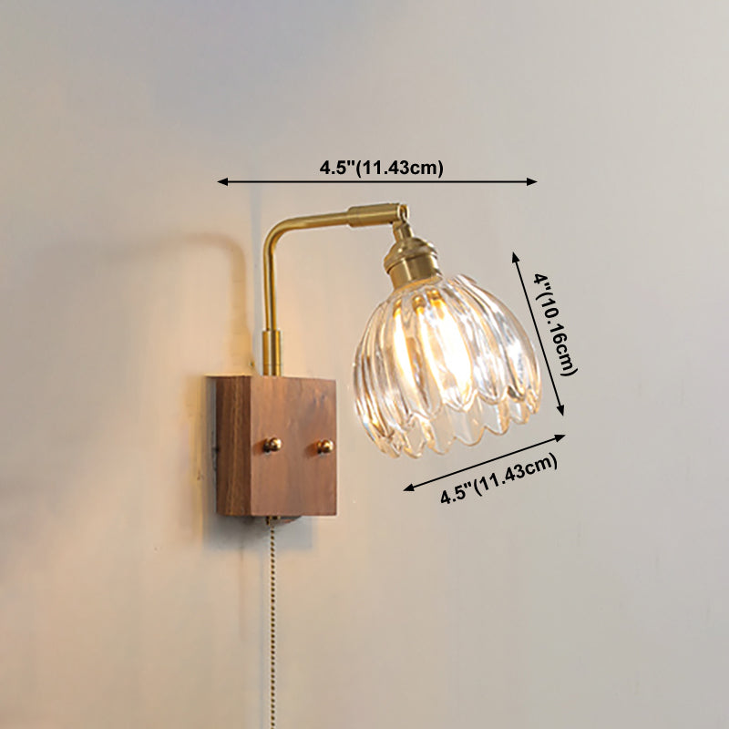 Ponderie murale en verre en métal en bois 1 luminaire à la tête murale pour le salon de la salle d'étude