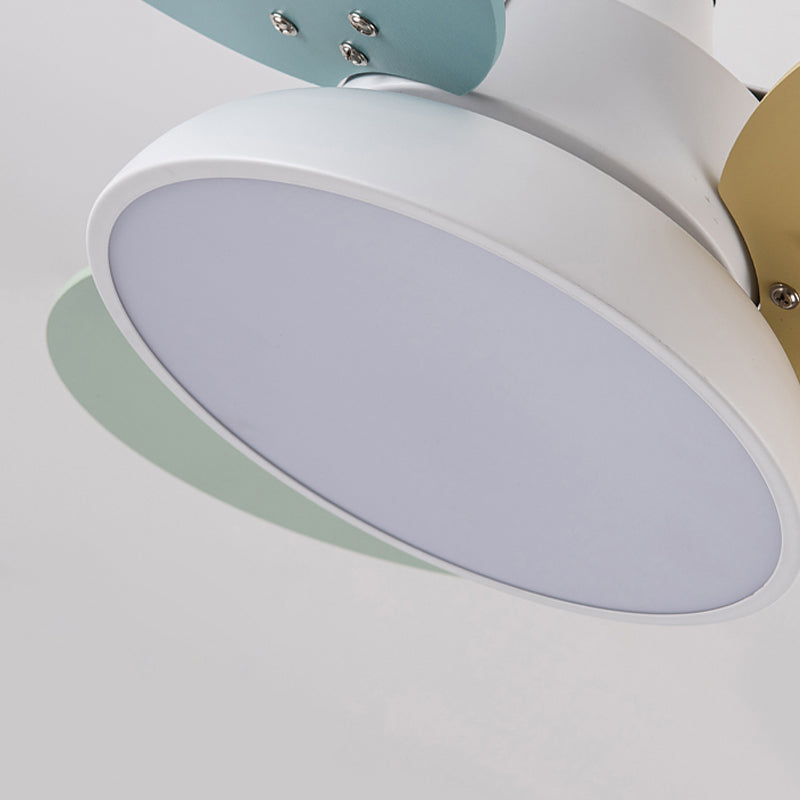Macaron Style Hanging Fan Light LED Semi Flush Mount Ceiling Lamp
