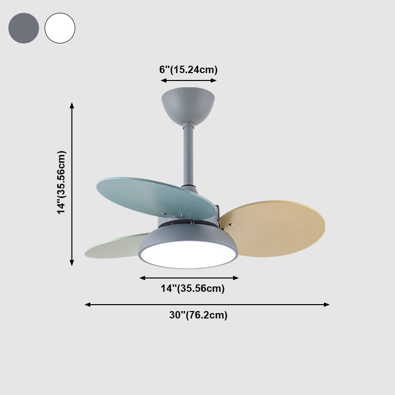 Macaron Style Hanging Fan Light LED Semi Flush Mount Ceiling Lamp
