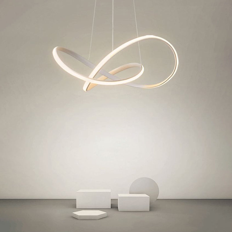 Modern Metal Chandelier Light Fixtures Spiral 1-Light Suspension Pendant Lamps