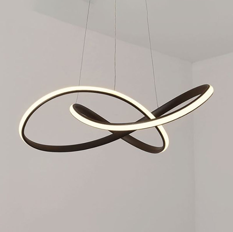 Modern Metal Chandelier Light Fixtures Spiral 1-Light Suspension Pendant Lamps