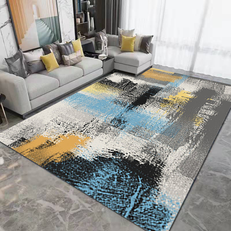 Gray Modern Rug Polyester Graphic Rug Non-Slip Backing Rug for Home Decor