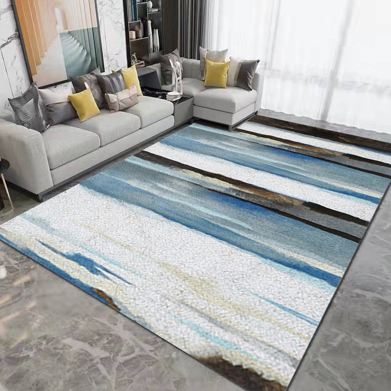 Gray Modern Rug Polyester Graphic Rug Non-Slip Backing Rug for Home Decor