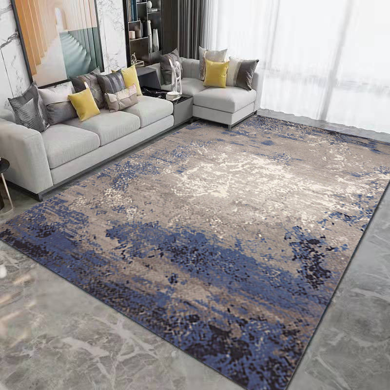 Gray Modern Rug Polyester Graphic Rug Non-Slip Backing Rug for Home Decor