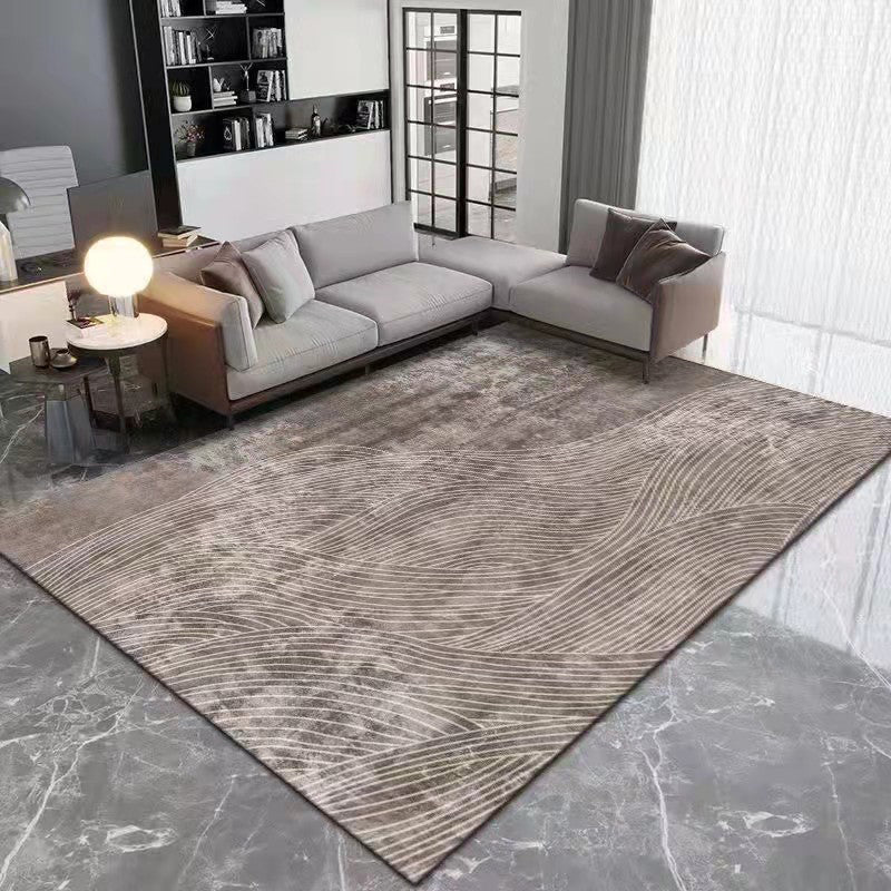 Light Gray Modern Rug Polyester Color Piece Rug Non-Slip Backing Rug for Home