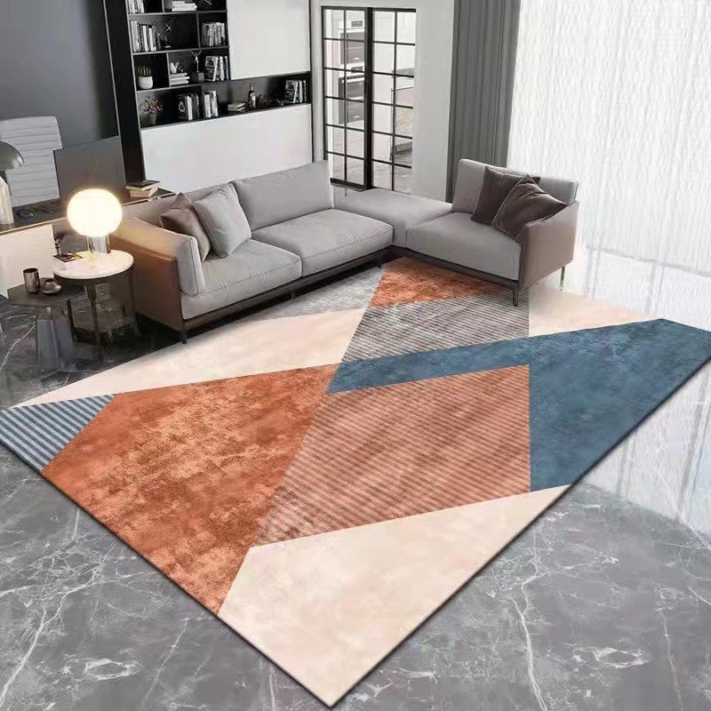 Light Gray Modern Rug Polyester Color Piece Rug Non-Slip Backing Rug for Home