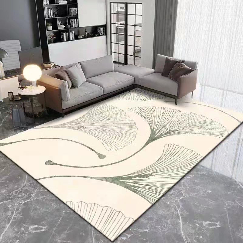 Light Gray Modern Rug Polyester Color Piece Rug Non-Slip Backing Rug for Home