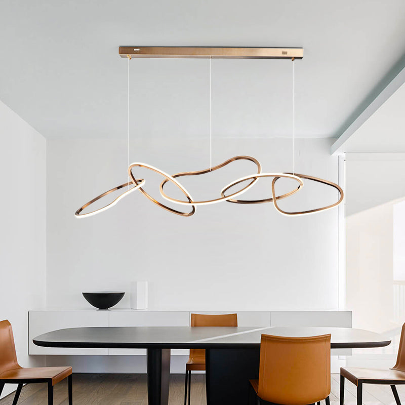 5 Light Circles Island Lighting Fixtures Contemporary Metal Island Lighting Ideas in Gold