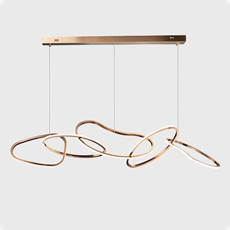 5 Light Circles Island Lighting Fixtures Contemporary Metal Island Lighting Ideas in Gold