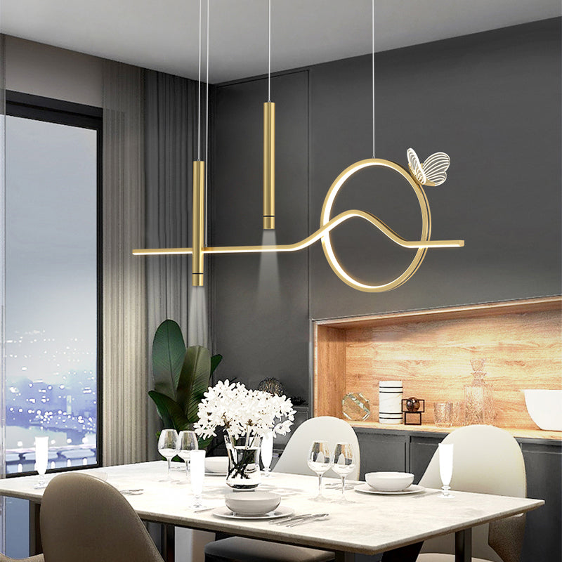 4-Light Geometric Island Lighting Fixtures Contemporary Metal Island Lighting Ideas