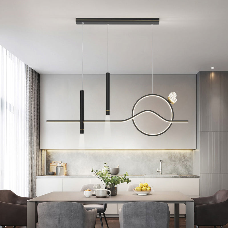 4-Light Geometric Island Lighting Fixtures Contemporary Metal Island Lighting Ideas