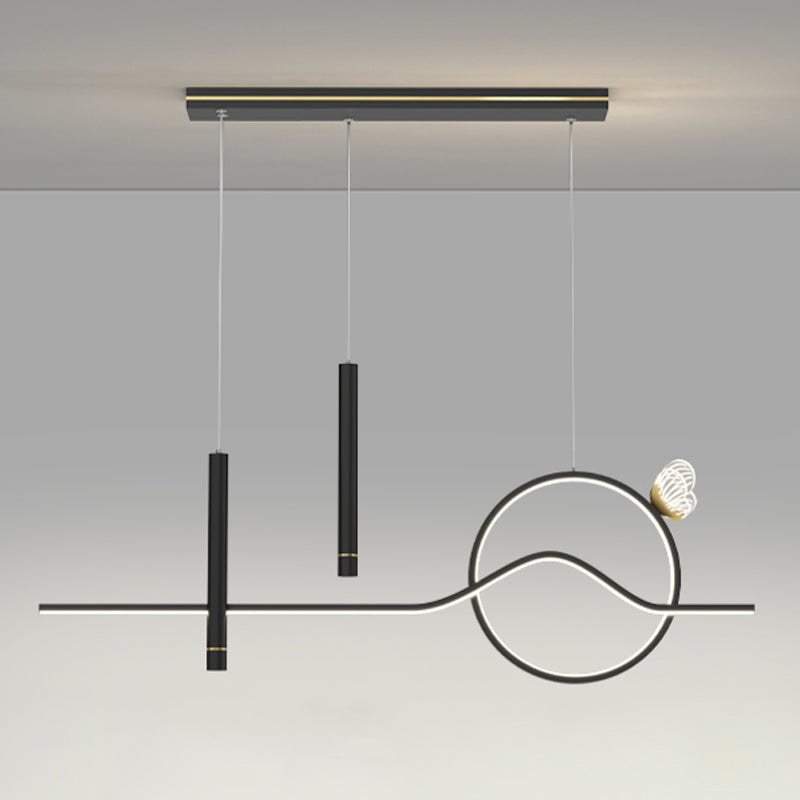 4-Light Geometric Island Lighting Fixtures Contemporary Metal Island Lighting Ideas