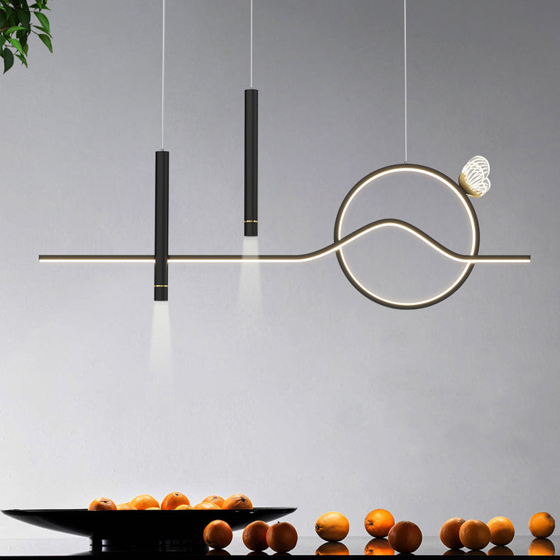 4-Light Geometric Island Lighting Fixtures Contemporary Metal Island Lighting Ideas