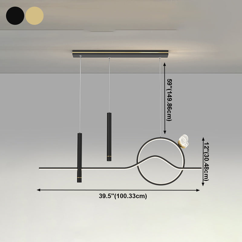 4-Light Geometric Island Lighting Fixtures Contemporary Metal Island Lighting Ideas