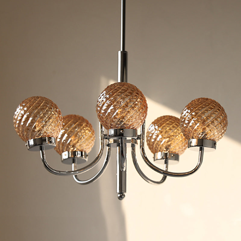 Silver Hanging Pendant Lights Modern Glass Circle Hanging Lamps for Living Room