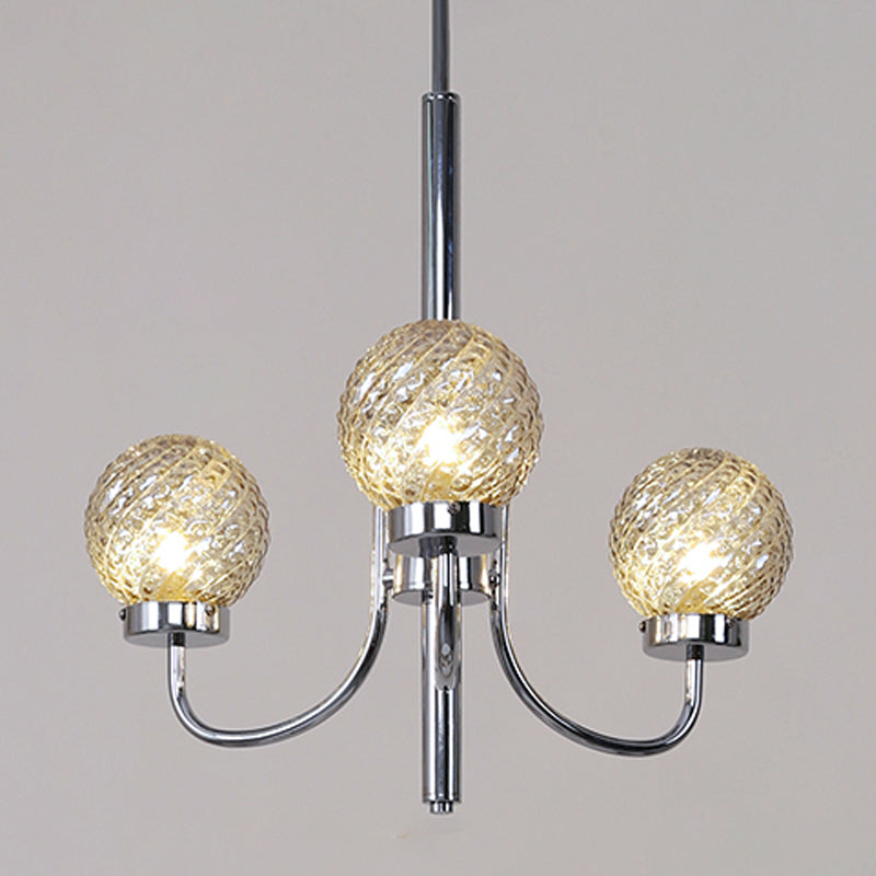 Silver Hanging Pendant Lights Modern Glass Circle Hanging Lamps for Living Room