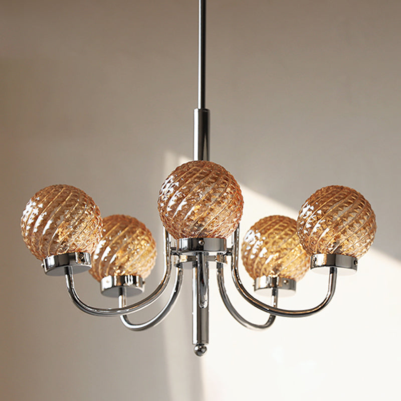 Silver Hanging Pendant Lights Modern Glass Circle Hanging Lamps for Living Room