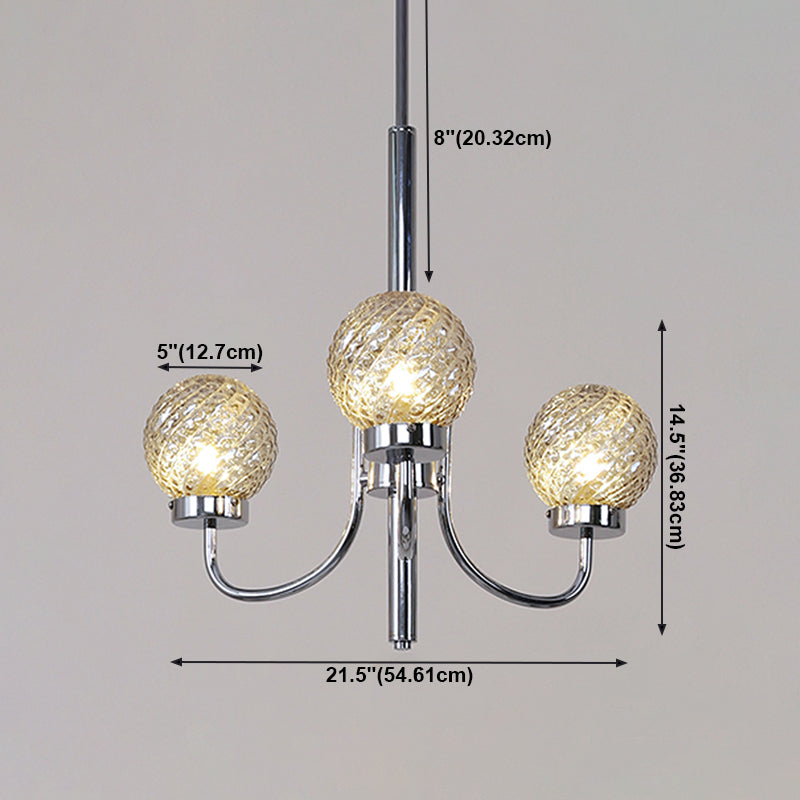 Silver Hanging Pendant Lights Modern Glass Circle Hanging Lamps for Living Room