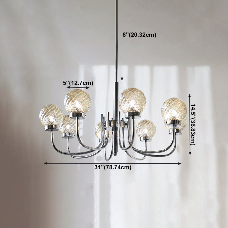 Silver Hanging Pendant Lights Modern Glass Circle Hanging Lamps for Living Room