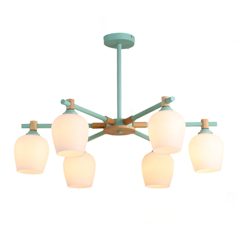 Modern Can Shape Branch Hanging Light Glass Multi Light Chandelier for Bedroom