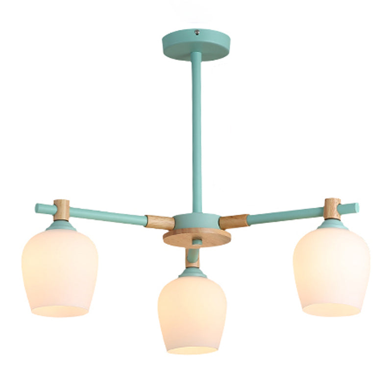 Modern Can Shape Branch Hanging Light Glass Multi Light Chandelier for Bedroom