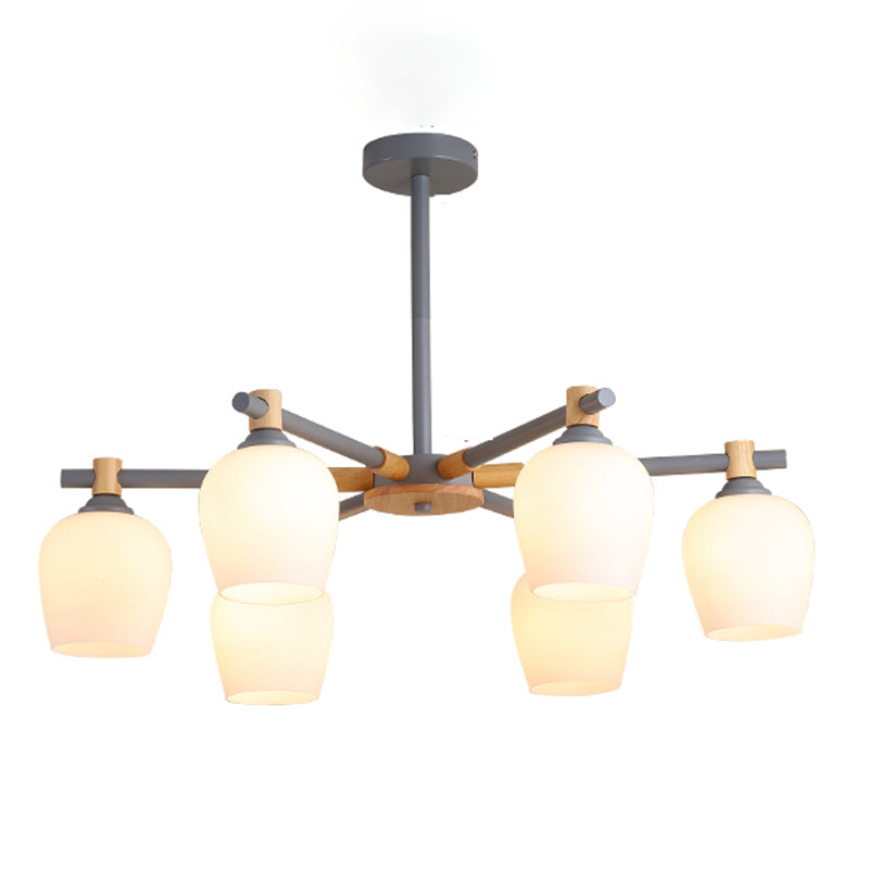 Modern Can Shape Branch Hanging Light Glass Multi Light Chandelier for Bedroom