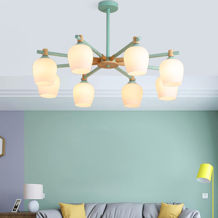 Modern Can Shape Branch Hanging Light Glass Multi Light Chandelier for Bedroom