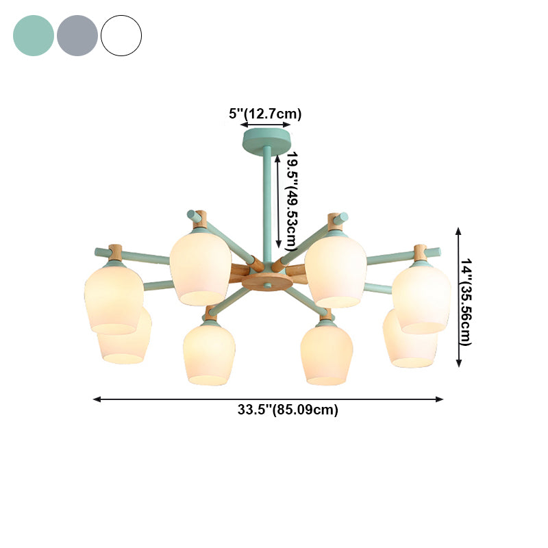 Modern Can Shape Branch Hanging Light Glass Multi Light Chandelier for Bedroom