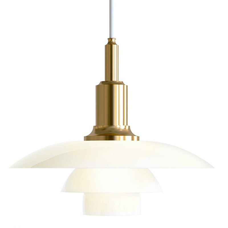 Modern Artistic Single Hanging Lamp Electroplate Iron Pendant Light with White Glass Shade