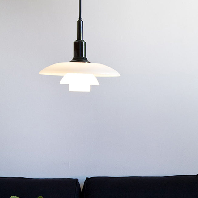 Modern Artistic Single Hanging Lamp Electroplate Iron Pendant Light with White Glass Shade